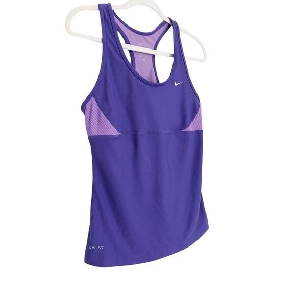 NIKE Dri-Fit Two-Tone Purple Shelf Bra Athletic Tank Size L - Picture 2 of 6